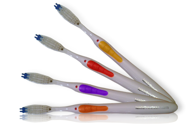 an array of hygenius toothbrushes fanned out